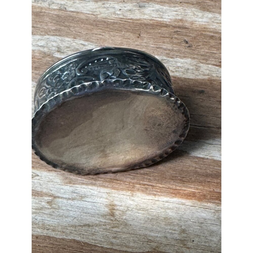 Antique Ornate Silver Hinged Trinket Box With Floral & Scrollwork Design - Picture 4 of 11